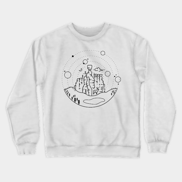 Bryce Canyon - Line Art Black Crewneck Sweatshirt by Schadow-Studio